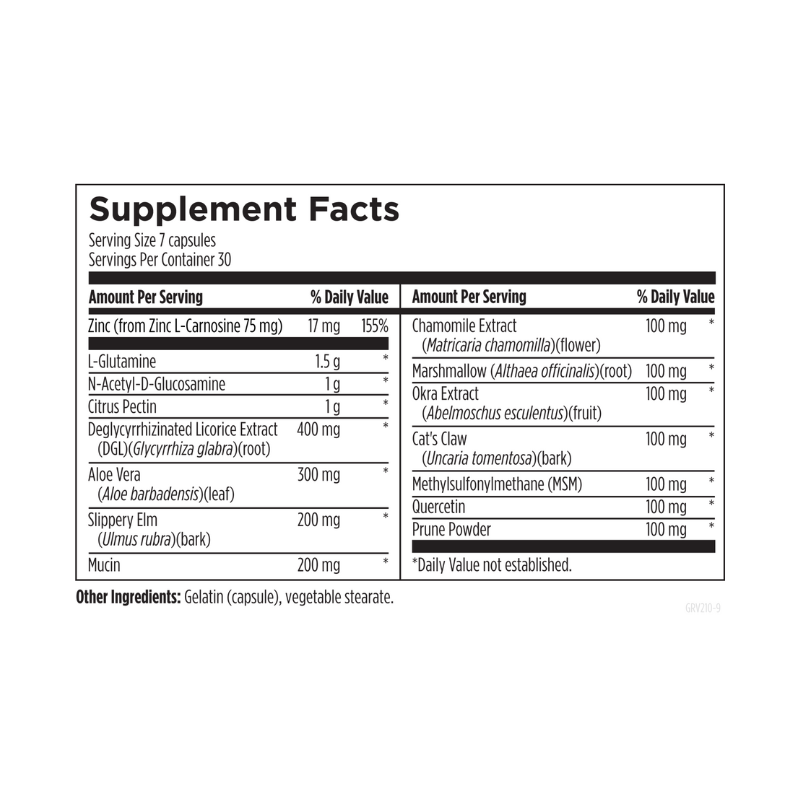 GI Revive Capsule Supplement Facts